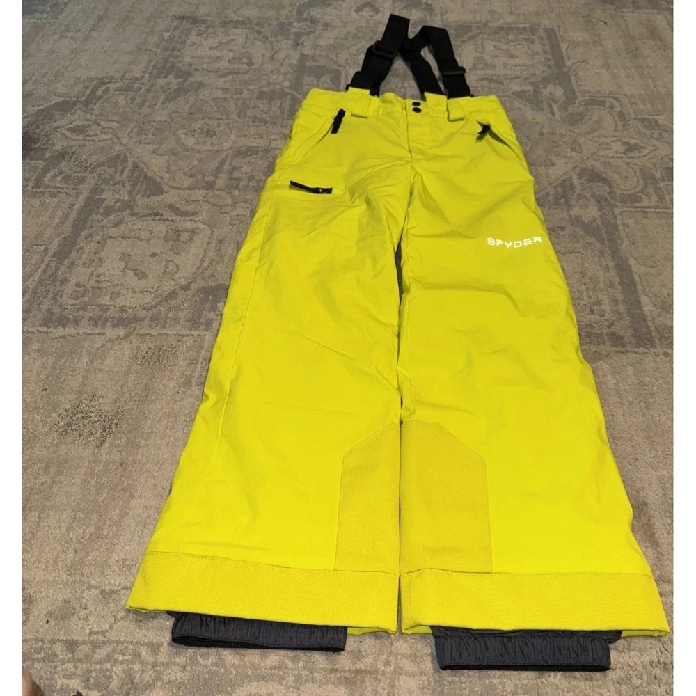 Spyder Kids Snow Bib Pants Yellow Size 12 Insulated Winter